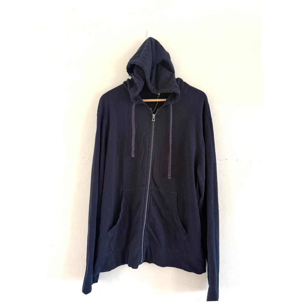 James Perse Mens Supima Cotton Costa Rica Graphic Zip Hoodie Navy Blue Size 4 - Picture 2 of 6